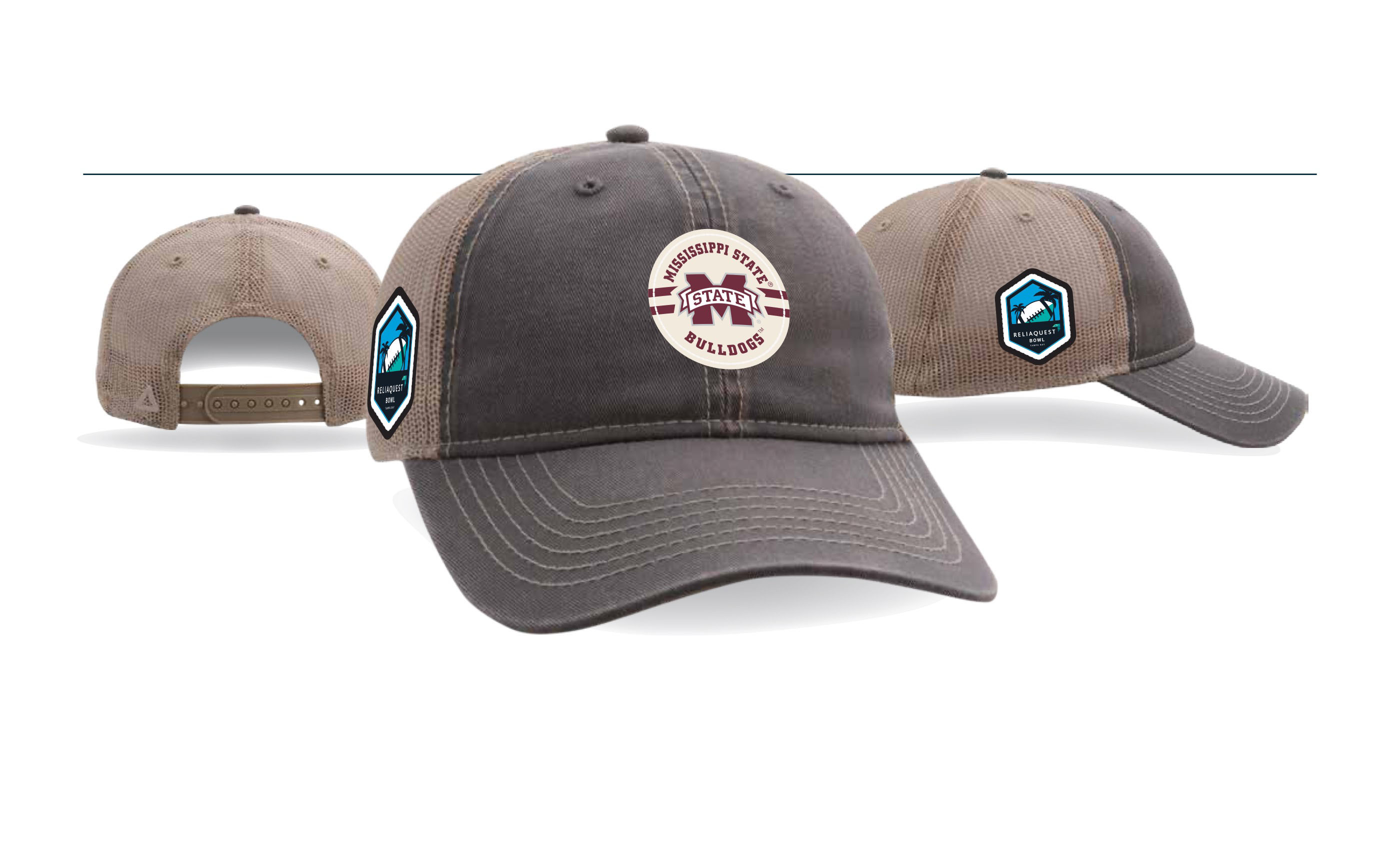 RELIAQUEST BOWL Mississippi State Leather Trucker Cap