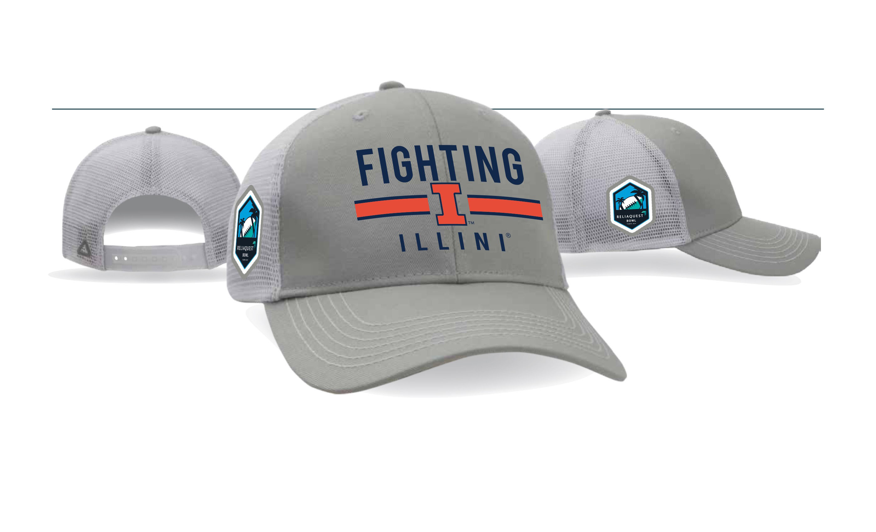 RELIAQUEST BOWL Illinois Stripe Trucker Grey Cap